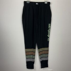 Quiksilver Womens Lounge Pants Black Striped Cuffs Drawstring Waist M